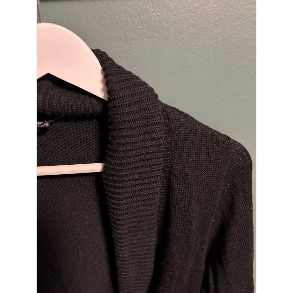Eileen Fisher Sweater Cardigan Womens Size Large Black Merino Wool Chunky Zip